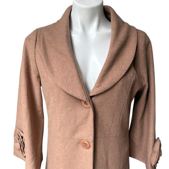 Vintage Radzoli Floral Appliqué Polyester/Wool Blend Wide Collar Coat, Sz L - Picture 8 of 15